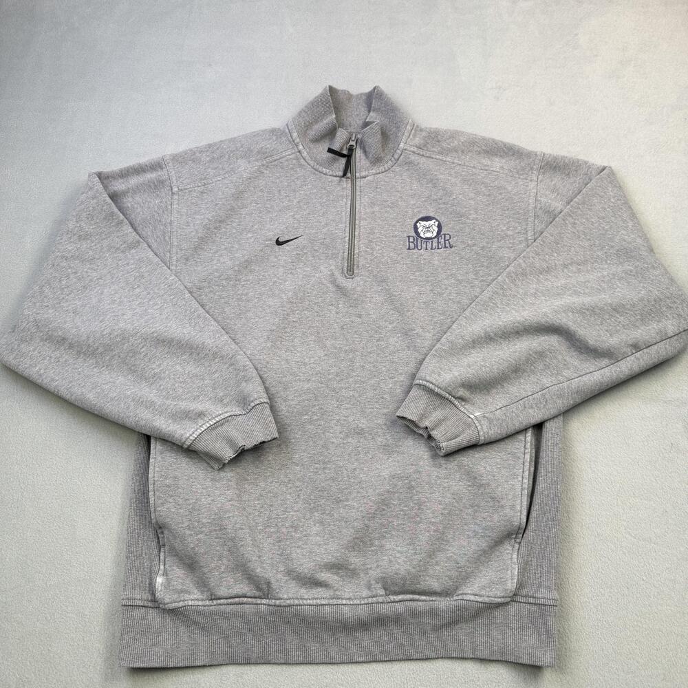 Butler Bulldogs Sweatshirt Mens Small Gray NCAA Basketball Nike Team 1/4 Zip